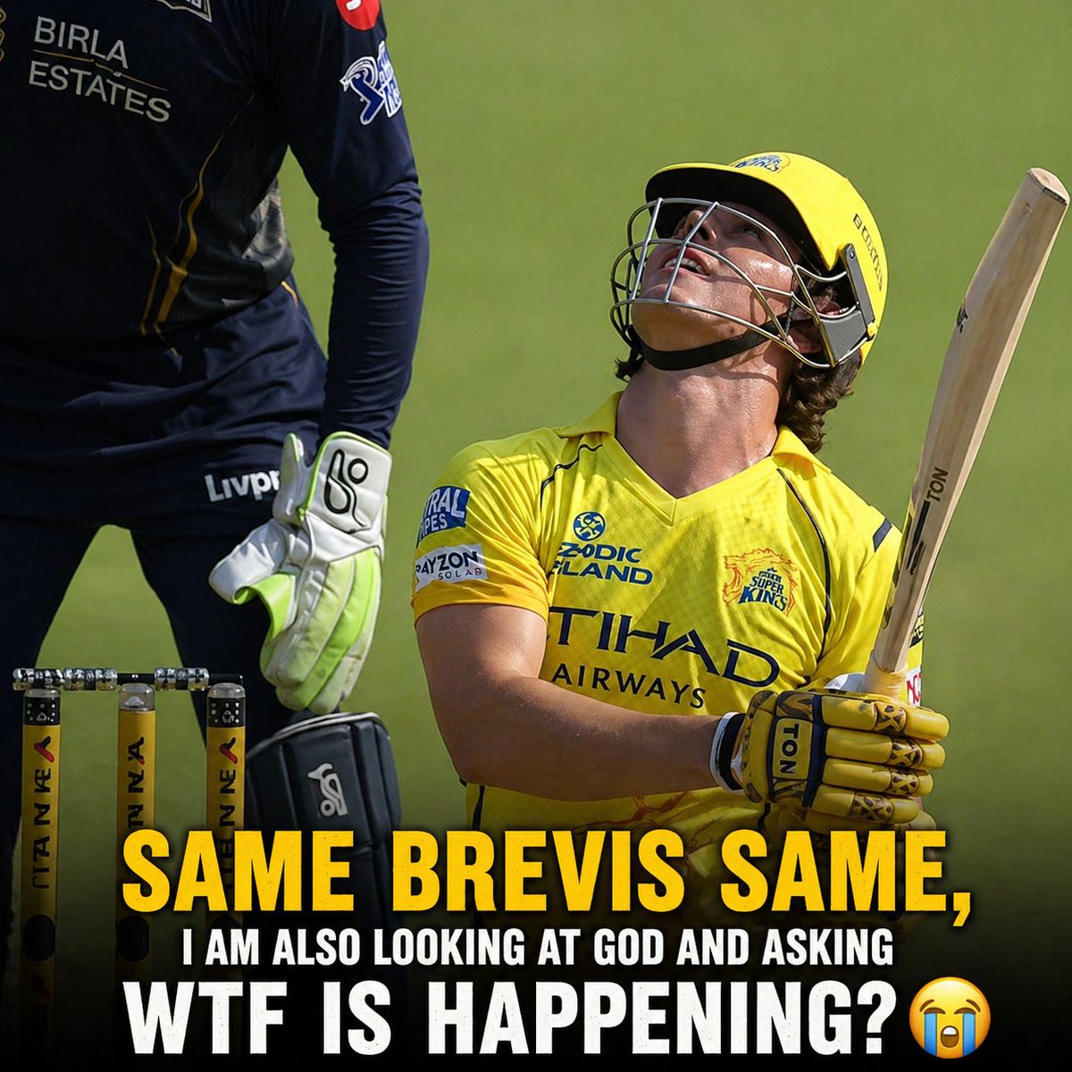 andyjadeja's tweet photo. Dewald Brevis mood 😭
Kya ho raha hai bhai…

#CSK #IPL #CrazyMedia #CSKvsGT https://t.co/P6wPvd2OBu