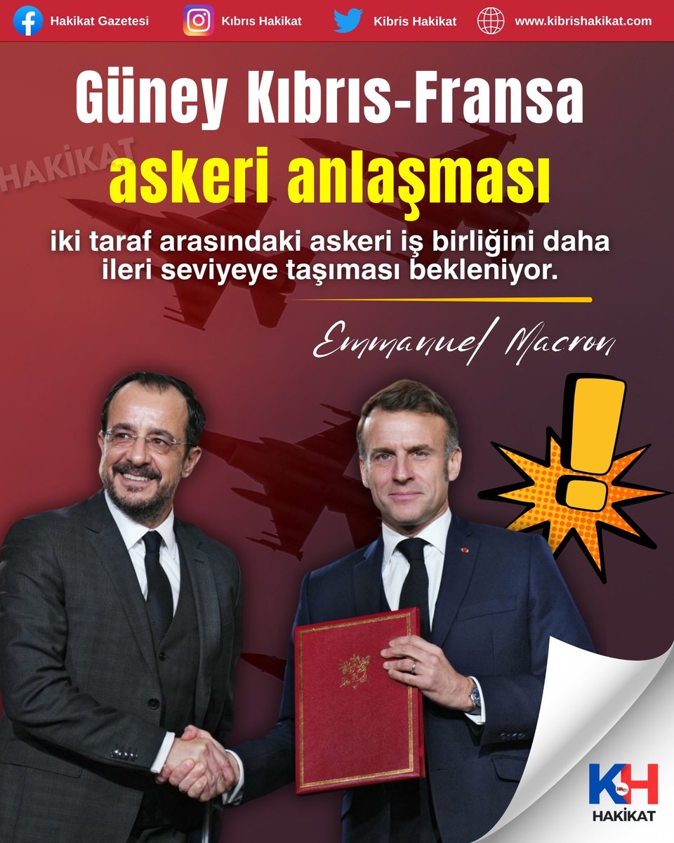 kibrishakikat's tweet image. Güney Kıbrıs ile Fransa arasında “SOFA” anlaşması gündemde!

🇫🇷 Fransız askerlerinin adadaki faaliyetleri artabilir
🪖 Ortak tatbikat ve eğitimler geliyor

#Fransa #GüneyKıbrıs #SOFA #DoğuAkdeniz #Kıbrıs #AskeriAnlaşma #Savunma #FransızOrdusu #AB #Güvenlik #Uluslararasıİlişkiler