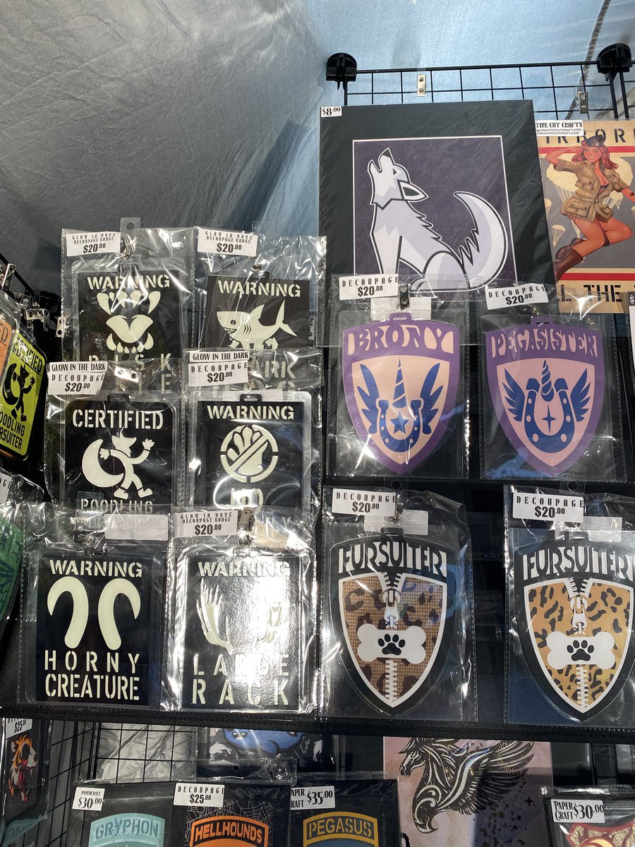 ArtistCreatCutC's tweet image. Mock display of decoupage products, posters, clocks, badges, shadowboxes, standees, and stickers #brony #furry #paperart