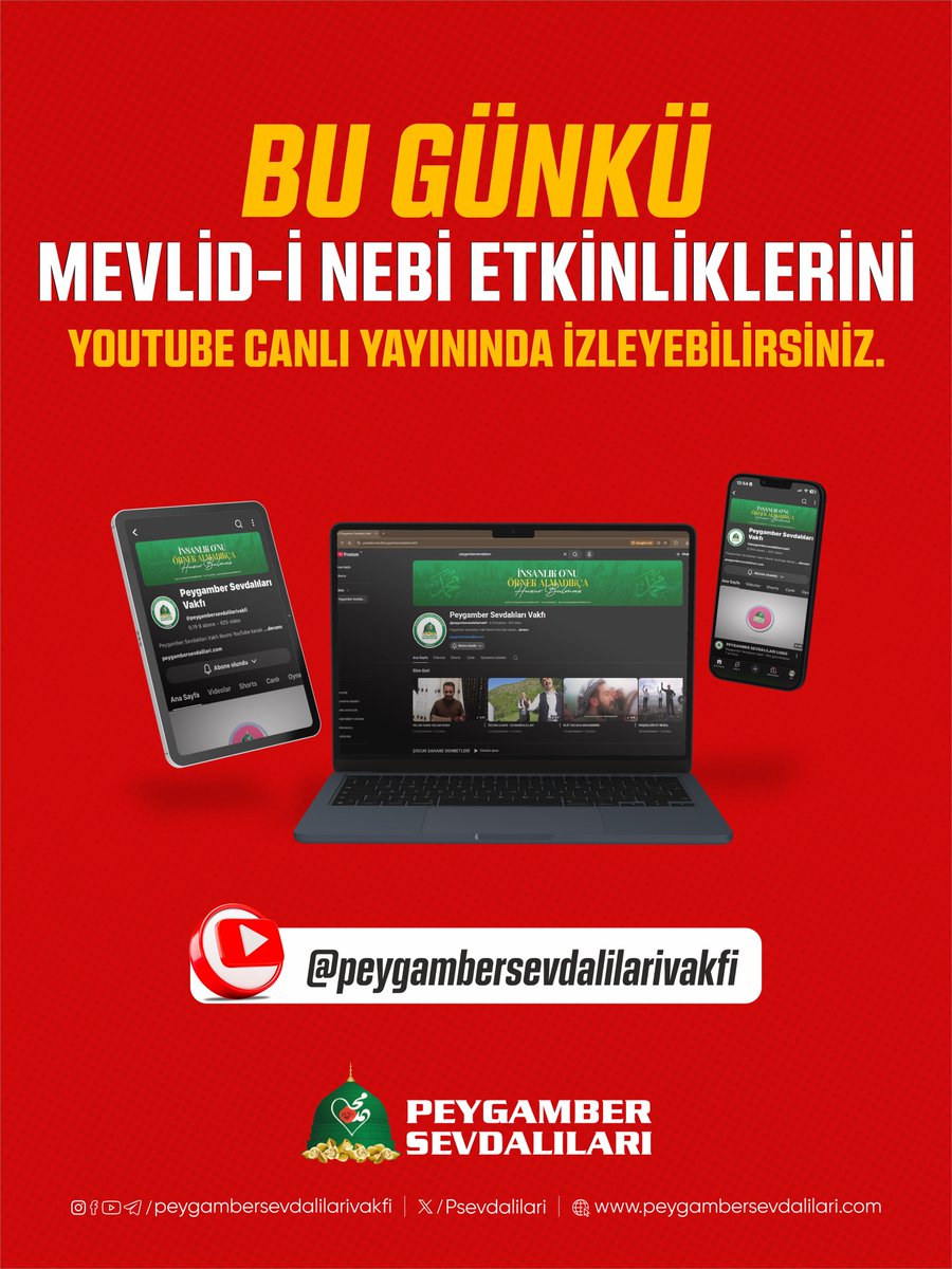 Mevlid-i Nebi buluşmalarına gelemeyenler için…
Bu coşku şimdi ekranlara taşınıyor.
Sen de bu anlamlı buluşmaya canlı yayında ortak ol.

📺 Canlı yayın: youtube.com/live/E0yLmPgYF…

#VahdetveKurtuluşÖnderi