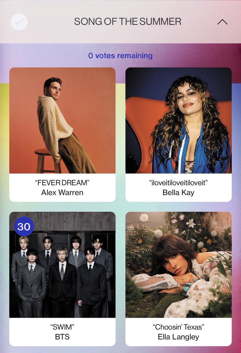 osusigasukidesu's tweet photo. ✨American Music Awards✨
投票完了✅😉
タンパ1日目素敵だったね！

🏆Artist of the Year 「BTS」
🏆Song of the Summer 「SWIM」
🏆Best Male Kpop Artist 「BTS」

3部門にエントリー♪
30票ずつ投票できます🗳️
アプリ不要で簡単です♡

🗳️Web
https://t.co/tcgjPdagWq

#AMAs
#AMARMYFORSEVEN https://t.co/V1WmTMIddb