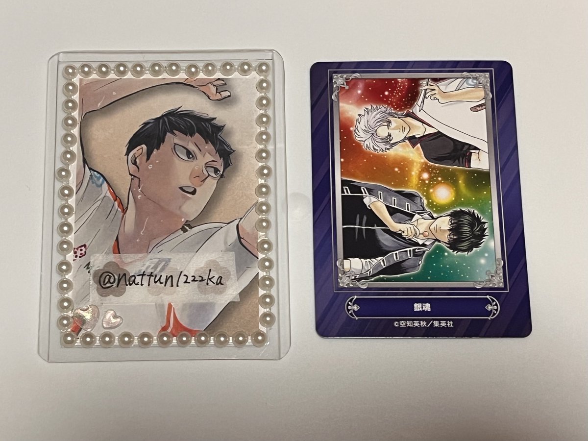 nattun1222ka's tweet image. 初めまして、こんばんは。検索より失礼いたします。

当方、過去弾(2024)の銀魂を所持しております。画像お借りしまして、⭕️の影山と郵送にて交換していただくことは可能でしょうか？

ご検討の程よろしくお願いいたします🙇‍♀️