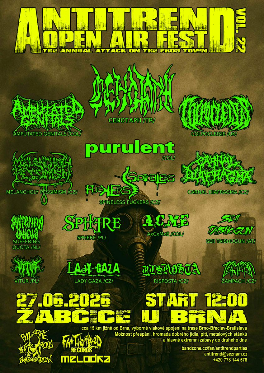 deadlystormzine's tweet image. Info - ANTITREND OPEN AIR FESTIVAL 2026

- link with info in comment.
- #festival #deathmetal #concert
- .@jakubasphyx