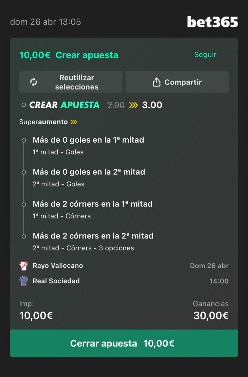 bombopicks's tweet photo. 🚨 SUPERAUMENTO 🚨  
💥 Cuota 3.00 → goles + córners = ritmo  
🧠 Base sólida  

🚨 CUOTA 61 🚨  
💣 Locura con créditos  
🎯 Alto riesgo, alto retorno  

#Apuestas #Bet365 #Cuotas #TradingDeportivo #ValueBet https://t.co/Qb6eyOmTwc