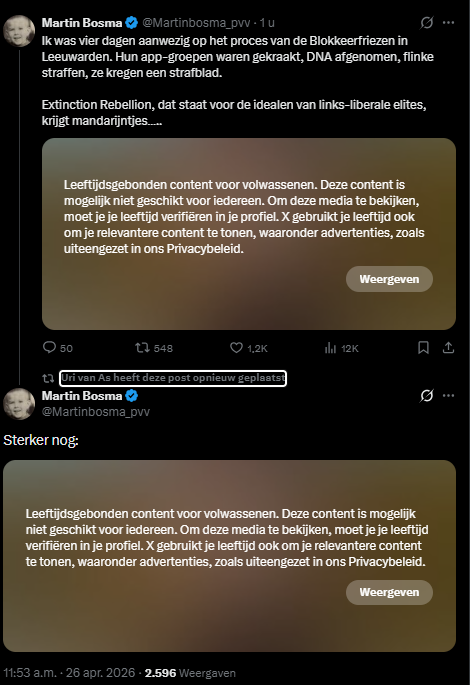 <a href="/Martinbosma_pvv/">Martin Bosma</a> <a href="/X/">X</a> strikes again.
Iemand die de content van Bosma ongecensureerd kan doorgeven?