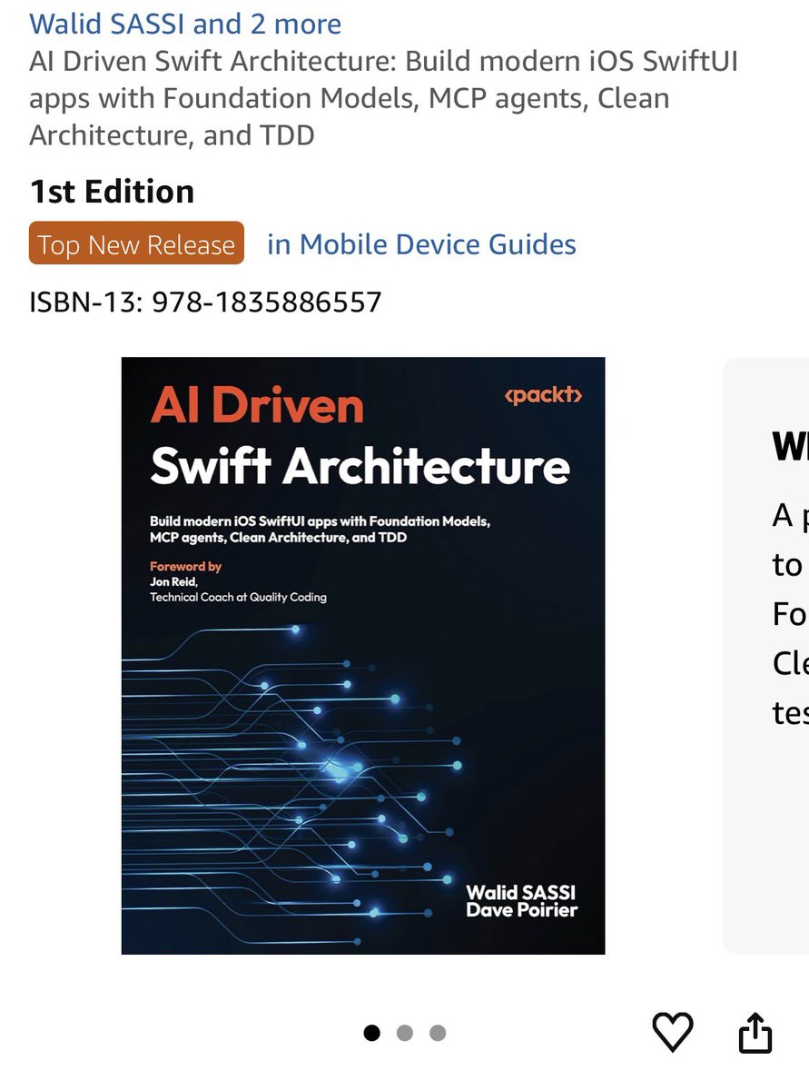 WalidSASSIIOS's tweet photo. AI-Driven Swift Architecture is still ranking as a top new release across multiple Kindle and paperback categories on Amazon https://t.co/IXxwBBGiul