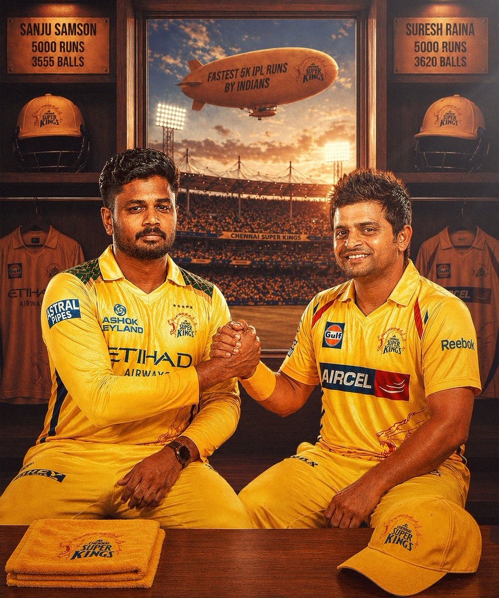 Motivation44400's tweet photo. #CSKvsGT 𝟓𝟎𝟎𝟎 𝐫𝐮𝐧𝐬. 𝐅𝐞𝐰𝐞𝐬𝐭 𝐛𝐚𝐥𝐥𝐬. 𝐎𝐧𝐞 𝐬𝐭𝐚𝐭𝐞𝐦𝐞𝐧𝐭. ⚡💛
 
Sanju Samson brings up 5️⃣0️⃣0️⃣0️⃣ IPL runs in record time, going past Suresh Raina’s benchmark.
 
A new chapter… written in the same colours 💛🔥 https://t.co/pyVUhorCJ8