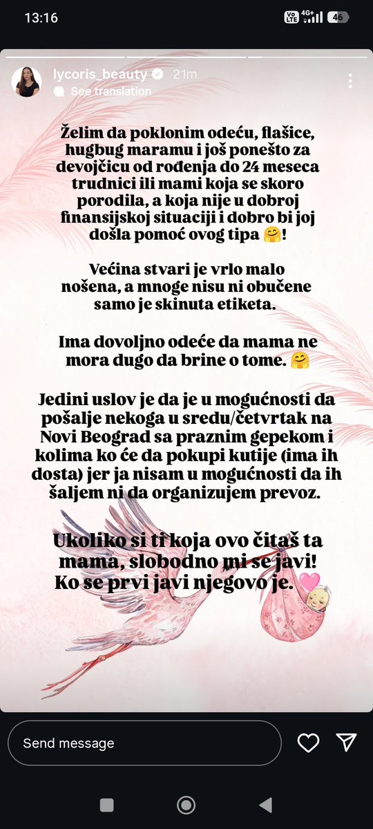 Ako znate da je nekome potrebna garderoba i oprema za djevojčicu
Može i rt da vidi kome je potrebno💜