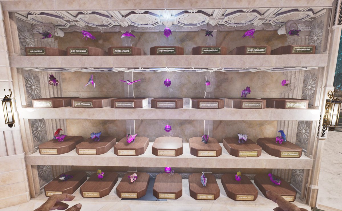 Gingarellaaa's tweet image. I mighttttt have a chibi addiction. This is the FIRST pink wall 👩🏻‍🦰 #ASA #ArkSurvivalAscended #playark