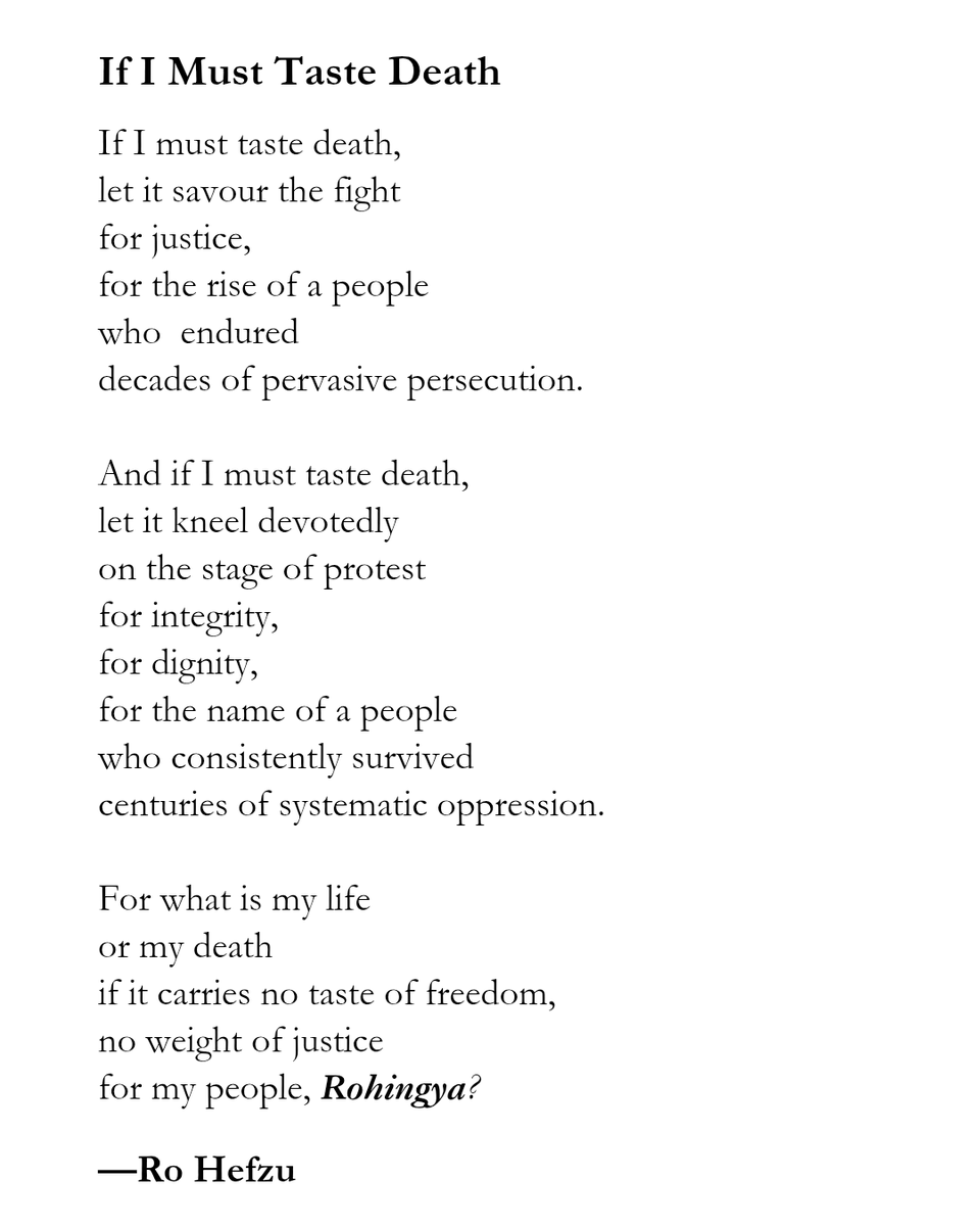 RoHefzu's tweet photo. For what is my life or my death if it carries no taste of freedom and no weight of justice for my people, Rohingya? https://t.co/Xyp8vRNd05