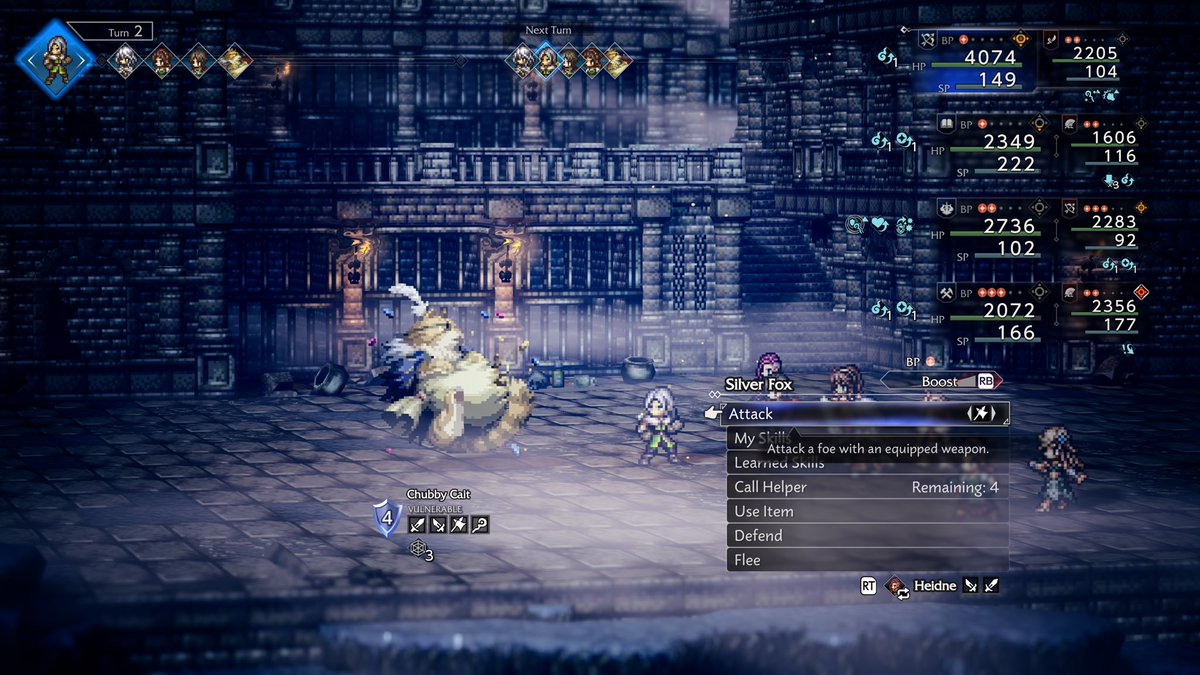 DivineShro29278's tweet image. Enjoying my day off, which also of course playing extended #OctopathTraveler0. Although fighting &amp;amp; killing a Chubby Cait is always as satisfying for a massive reward. 

80 hours to the game. Still counting 

#XboxSeriesX #VideoGames