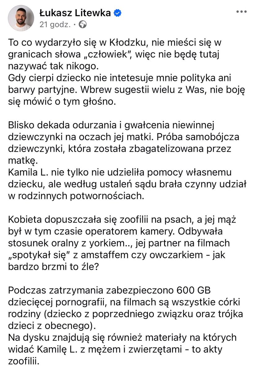 „Wrzucam bez pasków na oczach”. Łukasz Litewka ujawnił wstrząsające kulisy zbrodni z Kłodzka. I za to go zabili.  Będą bezkarni?

dakowski.pl/wrzucam-bez-pa…