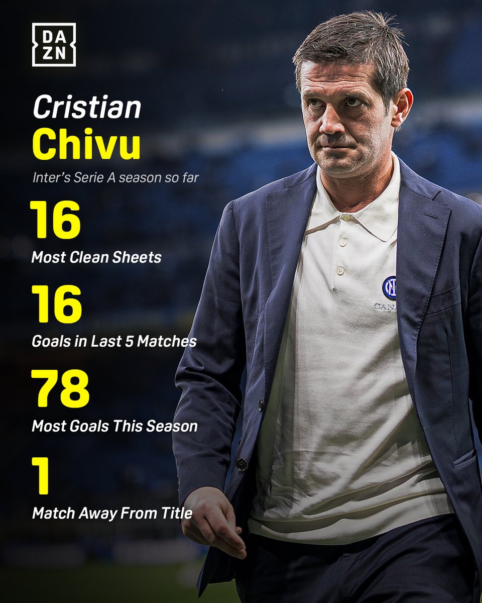 DAZNFootball's tweet image. 🫡 After 3 Serie A titles with Inter as a player, Cristian Chivu is set on leading the Nerazzuri to their 21st all-time Scudetto in his first season as manager.

#SerieA
