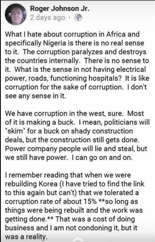 AharPride's tweet photo. What’s the aim of corruption in Africa especially in Nigeria. https://t.co/JXIZJtf24W