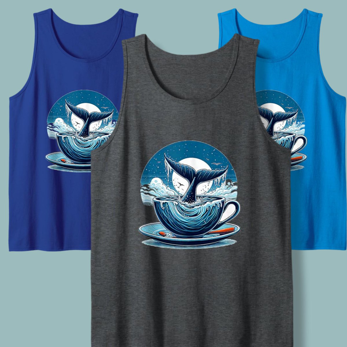a.co/d/0gHHxev9

Dive into a world of imagination with this unique "Whale in a Teacup" design. Featuring a majestic whale tail splashing into a swirling teacup under a full moon, this illustration blends the serenity of a midnight tea with the power of the deep blue