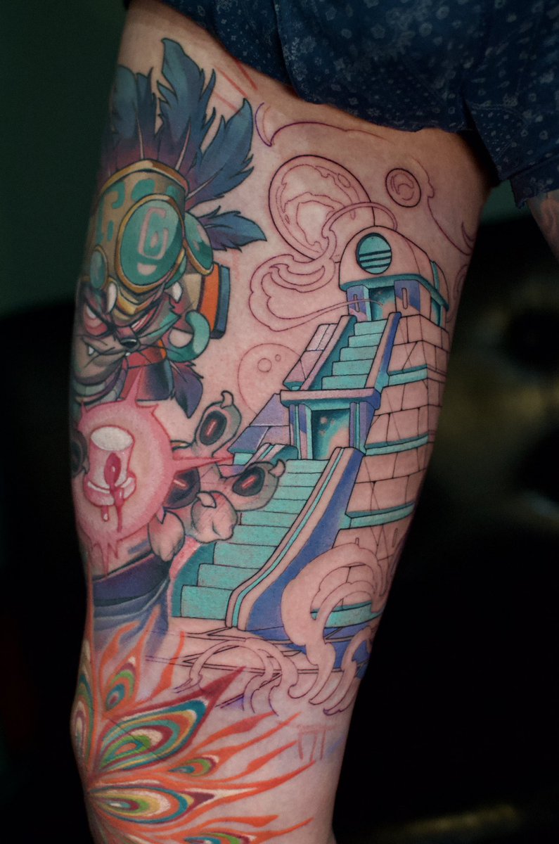takuroflashart's tweet image. サイバーパンクマヤ猫完成して背景スタート！ありがとうございましたー！！

#tattoo #newschooltattoo #takuromori #タトゥー #徳島タトゥー