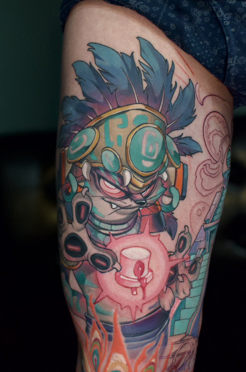 takuroflashart's tweet image. サイバーパンクマヤ猫完成して背景スタート！ありがとうございましたー！！

#tattoo #newschooltattoo #takuromori #タトゥー #徳島タトゥー
