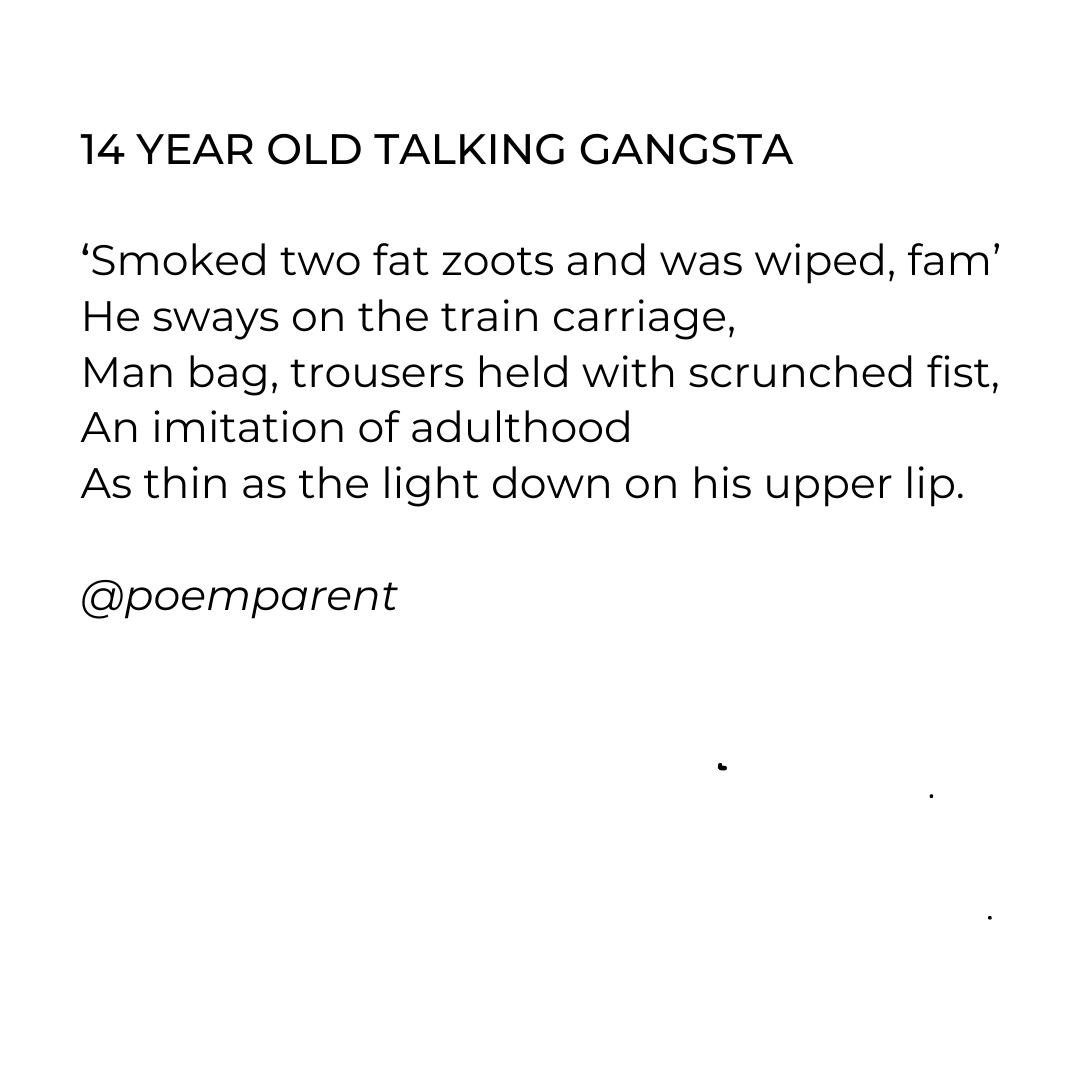 poemparent's tweet image. Repost for Small Poem Sunday. 

#manchild #gangsta #roadmen #boyhood #teenageboys #smallpoemsunday #shortpoemsunday #smallpoem #poem #poetry #poetrycomunity #poetrylondon