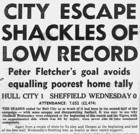 Dunsbyowl's tweet image. #onthisday in 1975 Wednesday, massive, everywhere we go - a 1-0 away defeat to @HullCity in front of 7,652. Only 2 goals scored and 3 points gained since Xmas - relegated at the on the 1st April - the #swfc fans, as ever,  stuck by the team through thick &amp;amp; a lot of thin #WAWAW