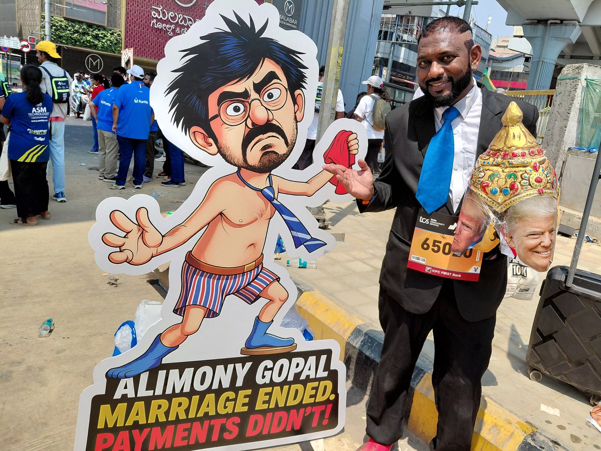 IsserHarrel's tweet photo. @TCSWorld10K @redbull @realsiff @realDonaldTrump representative is also surprised at the condition of #AlimonyLaws in India.
@realDonaldTrump stands with #AlimonyGopal at @TCSWorld10K https://t.co/O2VFJHEKgp
