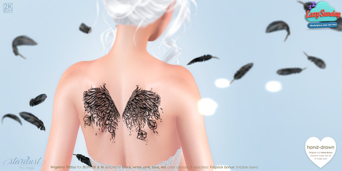 stardust_sl's tweet photo. ★ Stardust - Angelina Tattoo updated to 2K, available in 5 colors plus tintable layers in Fatpack for Lazy Sunday Sale!
★ MP Sale: https://t.co/Kmeek6AeRS
★ HQ: https://t.co/5ldLFFZBRs https://t.co/yi4Pj3qTd8