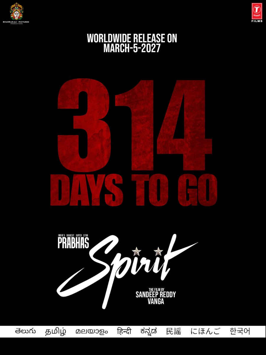 PaBlo_1979oct's tweet image. 314 Days To Go #Spirit #Prabhas