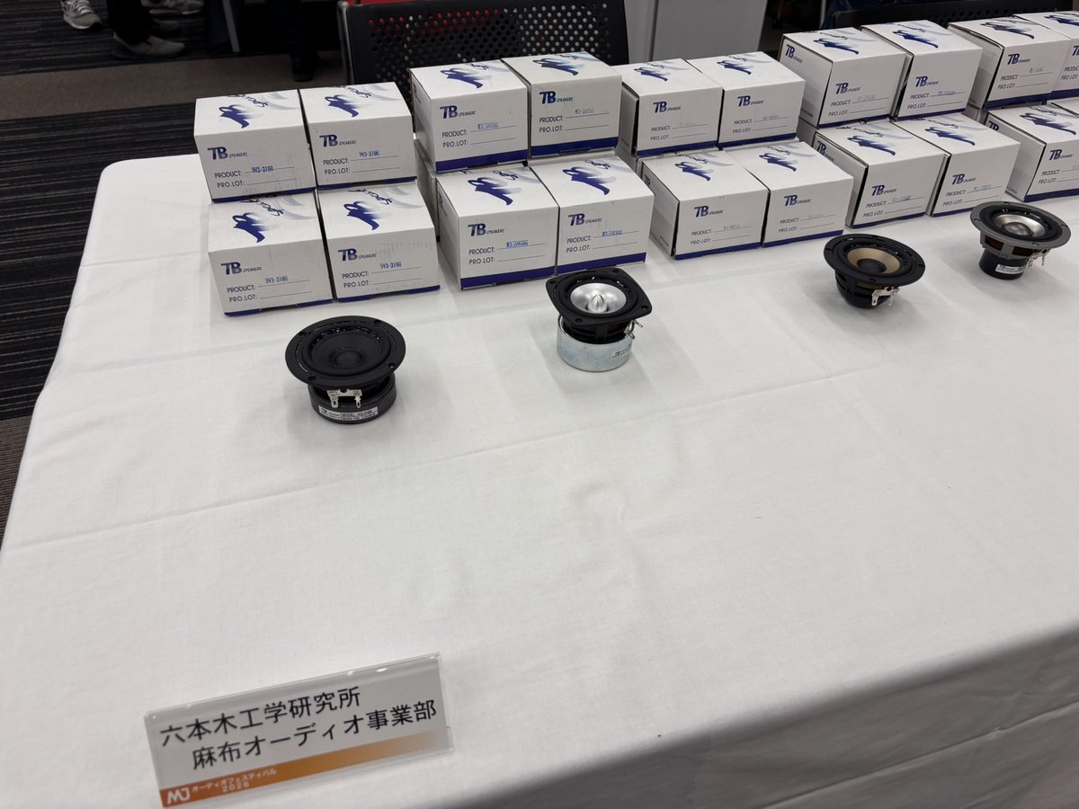 MotherAudio's tweet photo. もう一つ、お隣もスピーカーブランド六本木工学研究所さんです。

こちらも昔からスピーカーキットなどを作られているブランドさんです。

#六本木工学研究所
#MotherAudio
#MJオーディオフェスティバル https://t.co/YUfQWSvLBk