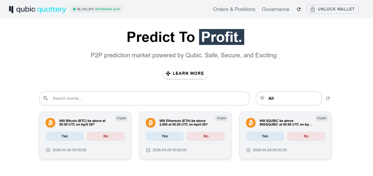 🚀 Quottery Beta Progress
We're making solid progress.
The team just shared an early beta version (visible only to devs for now).
Interface and core features are coming together nicely.
More updates soon as we keep building 🔥
@qubic
#Quottery #Web3 #PredictionMarkets