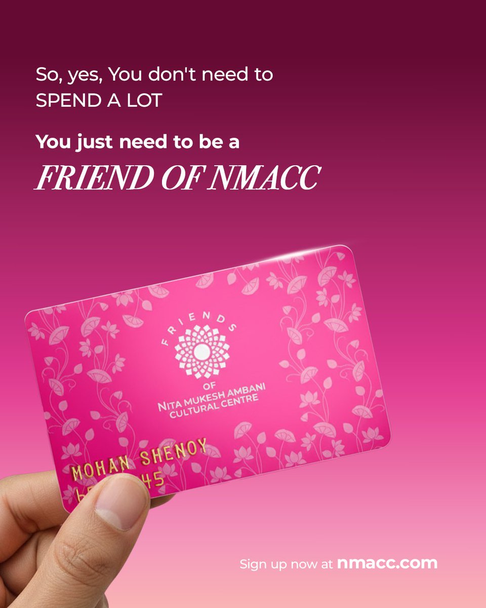 nmacc_india's tweet image. Sign up for the Friends of NMACC membership now at nmacc.com

#FriendsOfNMACC #LetsBeFriends