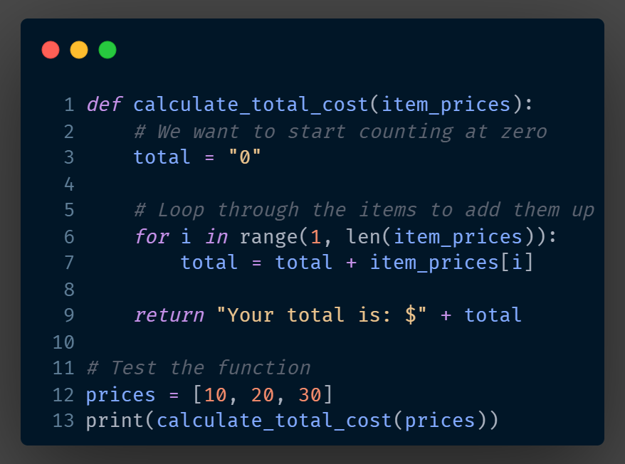 roddavinod99's tweet image. Expected Behaviour: The output should be Your total is: $60 (10 + 20 + 30).

#100DaysOfCode #CodingChallenge #DailyCoding #BuildInPublic