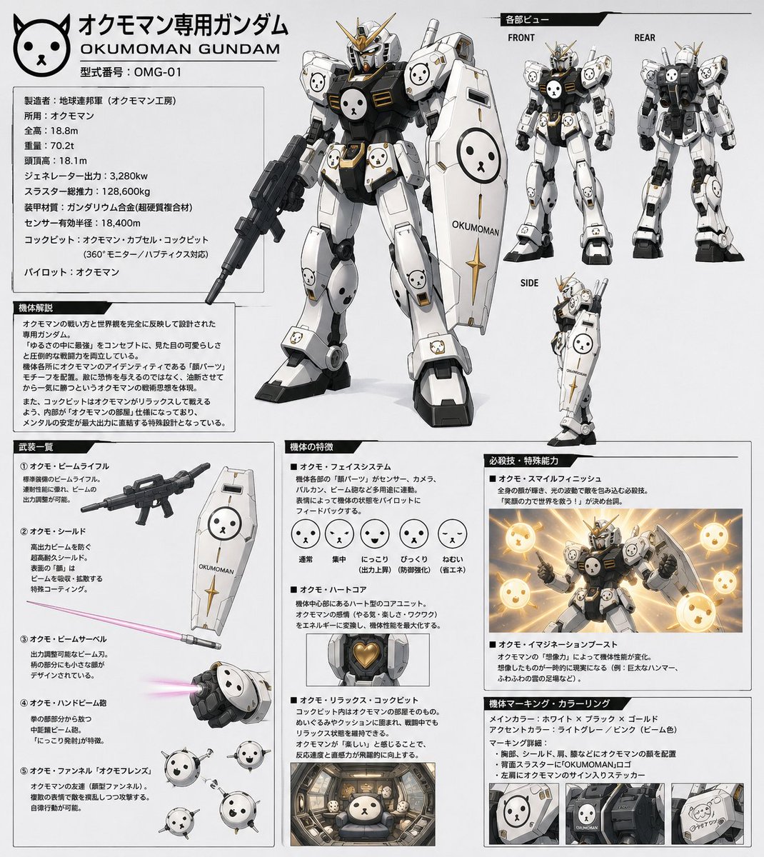 okumoman's tweet photo. 他の方が、やってた自分専用のガンダムをチャットgptに作ってもらいました✨

#ガンダム https://t.co/ZmcMJlcMTu
