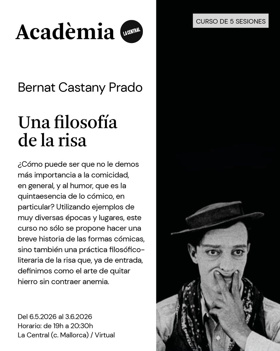 dinolanti's tweet photo. Ya queda poco para que empiece en @La_Central_ el curso de 5 sesiones sobre modalidades filosóficas de la risa que impartiré los miércoles 6, 13, 20 y 28 de mayo y 3 de junio. Modalidad presencial y online, en castellano, con dossier de txts todos nuevos.
https://t.co/UQynDEGYEN https://t.co/mliLPdAeqv