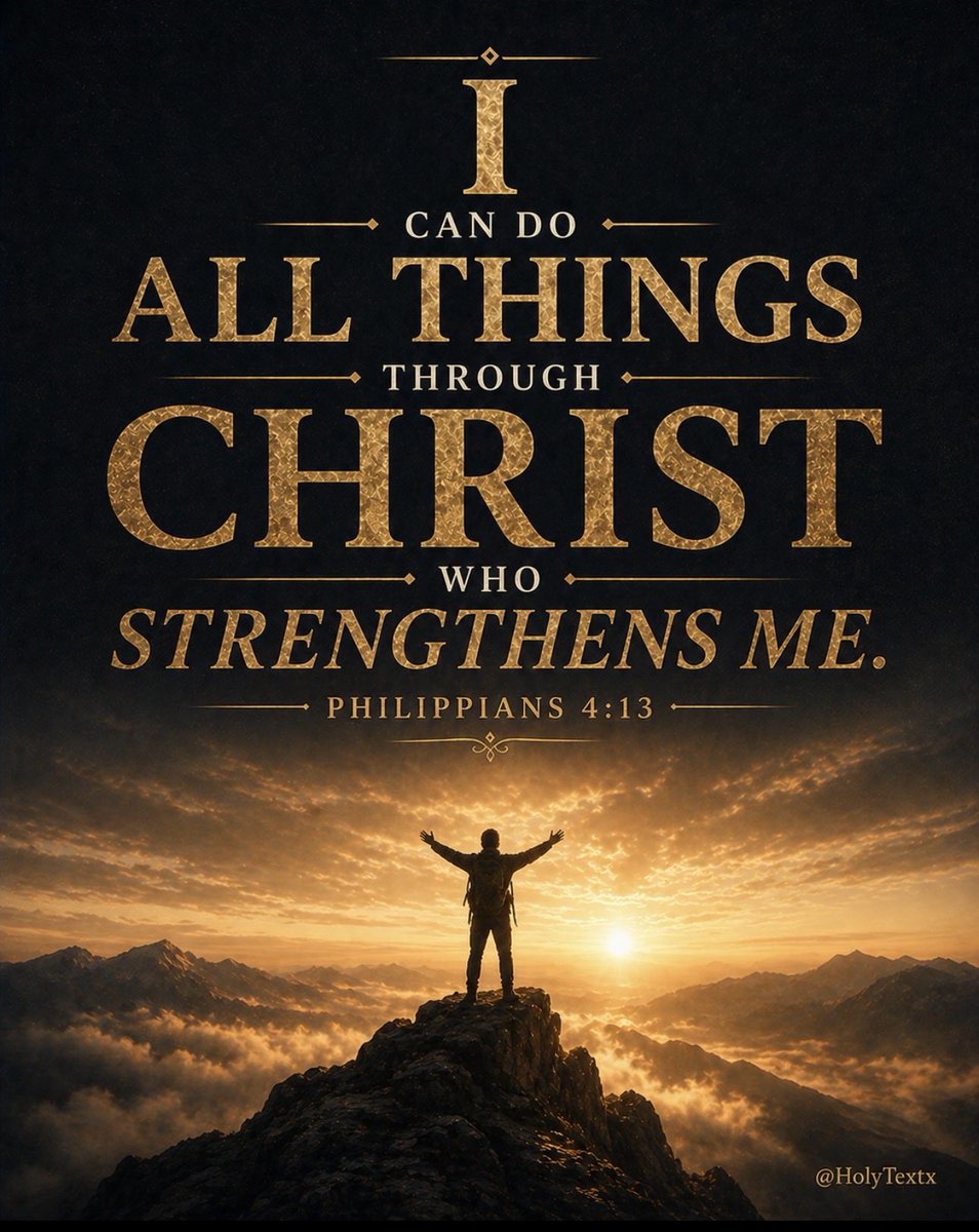 HolyTextX's tweet photo. Whatever you’re facing today —
“I can do all things through Christ who strengthens me.”
— Philippians 4:13 https://t.co/3xYKdwiBWv