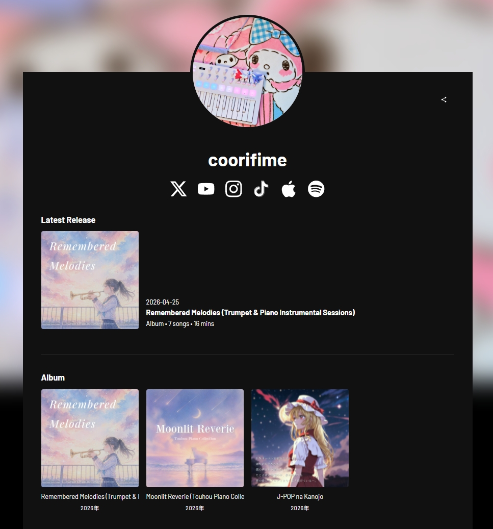 coorifime's tweet photo. という事で音楽配信がはじまりました～
Spotifyなどで聴けるようになっています。
一部サイトで反映が遅れているようですが、よかったらどうぞ。❆

https://t.co/UQOTSAMI8w https://t.co/jCvMoNu9tg