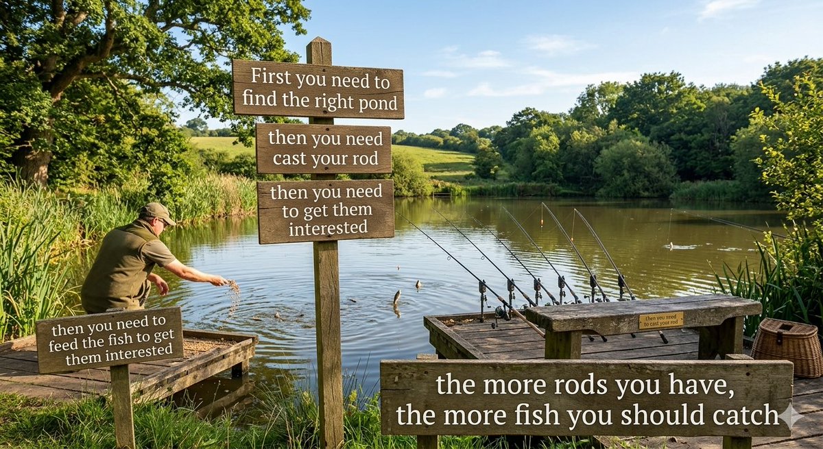SimonGWilding's tweet image. If you never cast into the pond you will never catch the fish. But make sure you are using the right bait.

If you want to catch more fish you will need to keep going. 
 
If you want more, you will need more than one rod.

#consistancy #system #nevergiveuponyourdreams