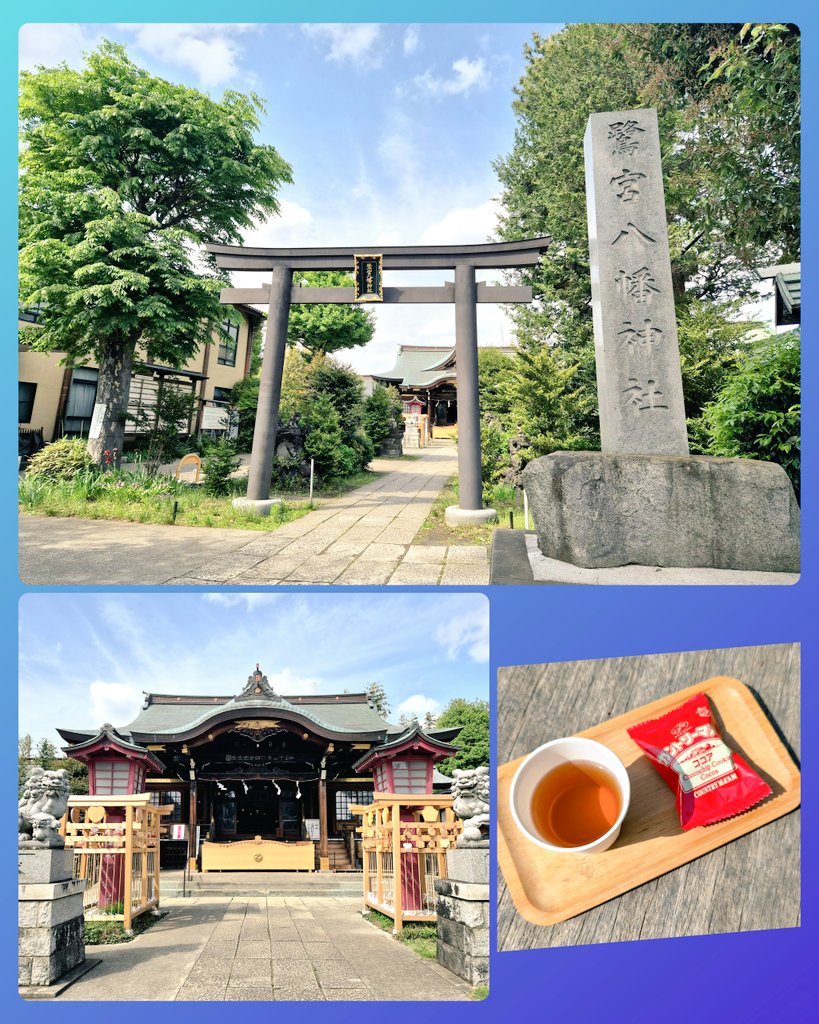25日大門からの帰り大江戸線で中井→西武新宿線で鷺ノ宮で降り鷺宮八幡神社へ立寄りました

25日から頒布開始の端午の節句御朱印2種(犬と猫)を拝受
※鯉のぼりに乗った犬と菖蒲
※柏餅に猫の金太郎と藤の花

5月10日に開催のお酒フェスin鷺宮八幡神社
に合わせての限定酒難除御朱印も拝受