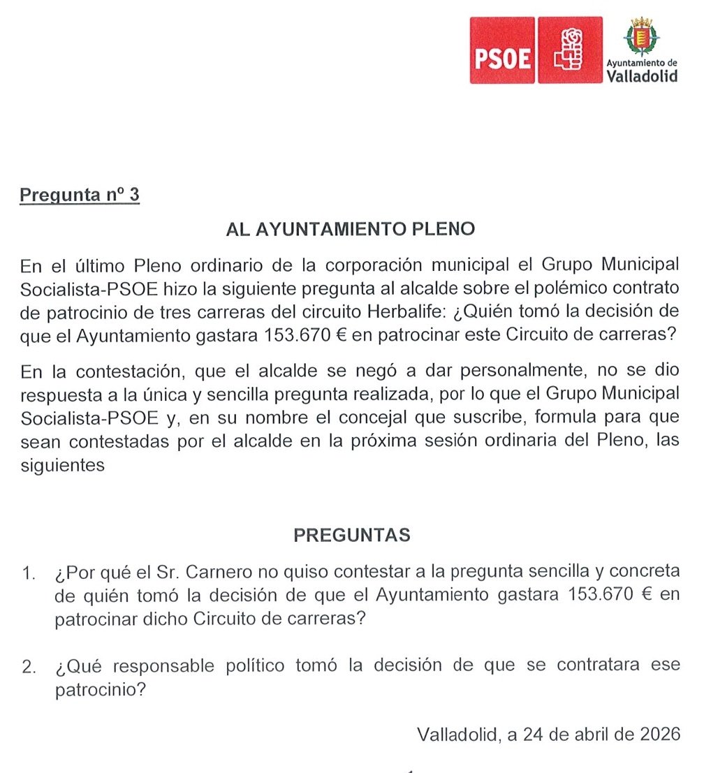 ¿Por qué Carnero no contesta❓️
Un polémico contrato de 153.000 €, que supera a las ayudas anuales al <a href="/VRAC/">🧀 VRAC 🧀</a>, al <a href="/Chami_Rugby/">Club de Rugby El Salvador🏉</a>, al <a href="/BmAulaCultural/">CD Balonmano Aula</a>, mas del doble que al <a href="/CPLValladolid/">CPLV</a>, 4 veces más que al <a href="/valladolidbsr/">BSR VALLADOLID - Fundación Aliados</a>...