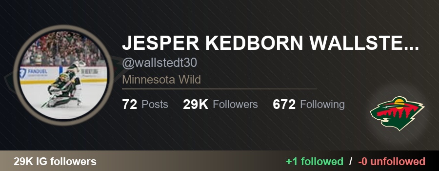 NHLFollowTrack's tweet image. 👉 wallstedt30 (JESPER KEDBORN WALLSTEDT) started following 1 and unfollowed 0:

✅ viking_gustavsson21 (Viking Gustavsson Nyberg)
🔗 instagram.com/viking_gustavs…

#MNWild #NHL