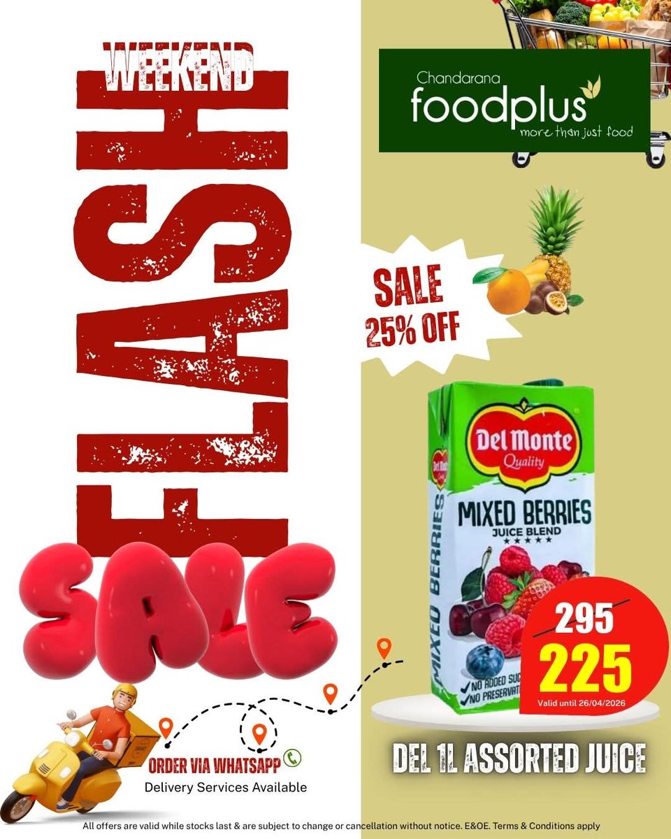 ChandaranaSuper's tweet image. 🛒 Don't let FOMO get you! Our flash offers at Chandarana Foodplus are about to vanish! ⏳ Hurry, today’s your last chance to snag some amazing deals. Happy shopping! 🎉 #ChandaranaFoodplus #FlashSale #MBVIPChandarana310127