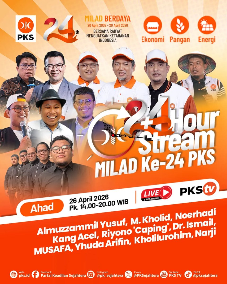 Anggitputri_1's tweet photo. Milad ke-24 Partai Keadilan Sejahtera terasa beda. Lebih sederhana, tapi justru lebih dalam karena ngajak mikir bareng soal ketahanan hidup. #PKS24Tahun https://t.co/D7TcpbUpAq
