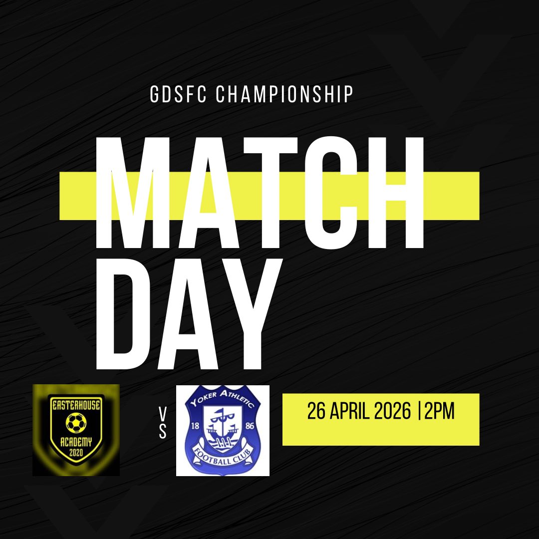 EasterhouseFAS's tweet photo. It’s match day 🟡⚫️

As we host @YokerAthSFC in the @GDSFC2008 championship 

Sponsors - Andrews Tiles Glasgow Showroom, Bridge Inn, Network Solutions Scotland, Rustico https://t.co/UhDzPA6GYp