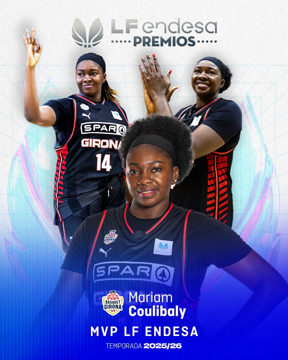 BaloncestoESP's tweet photo. 🎖 Premios #LFEndesa @basketlover | Es la elegida. La reina 👑 de la temporada. 

⭐️ 𝑴𝑽𝑷 𝑨𝒃𝒔𝒐𝒍𝒖𝒕𝒂 ⭐️

🔹 Enhorabuena, Mariam Coulibaly (@unigirona)

#NadaNosDetiene https://t.co/4ypDloZKXF
