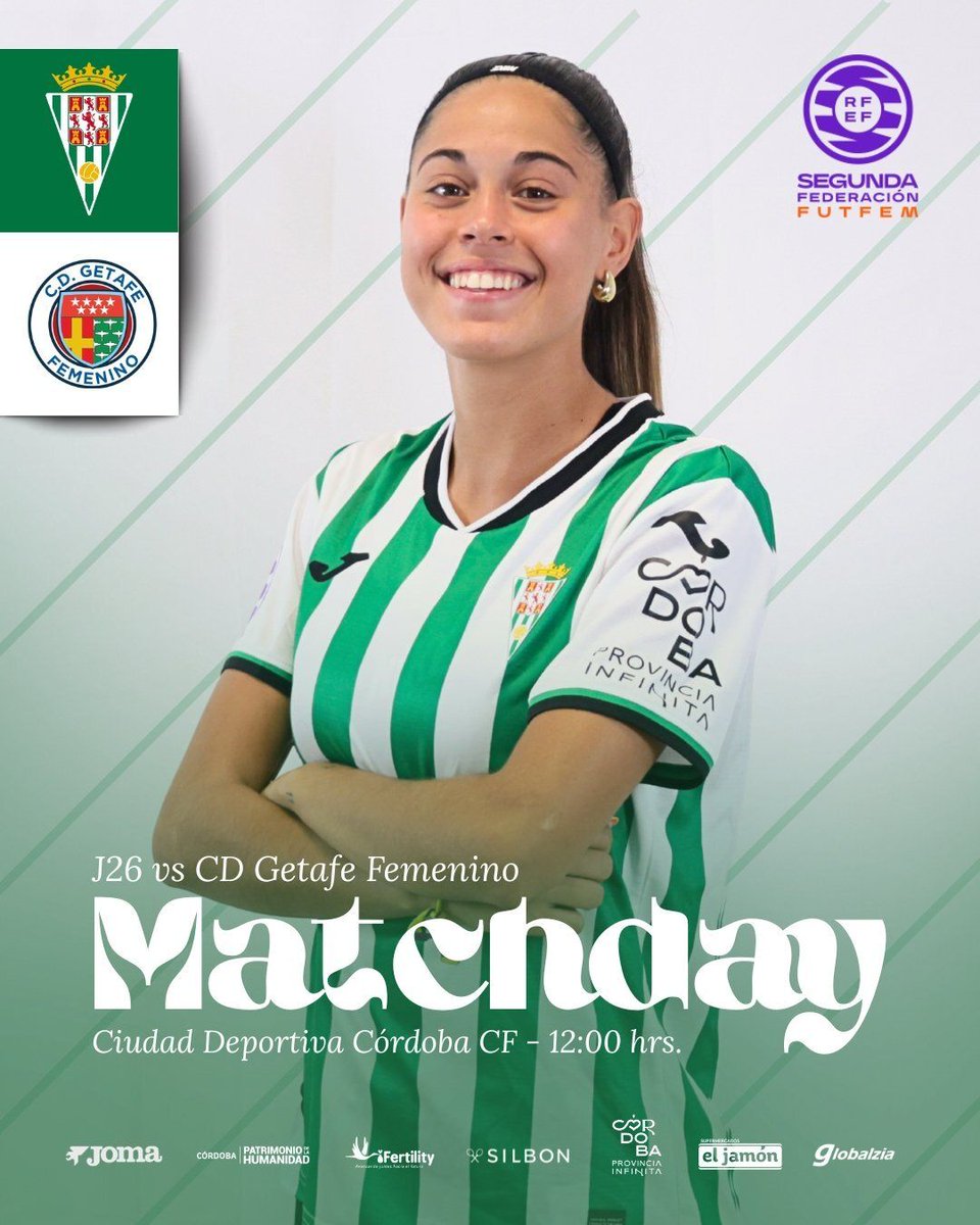 canblanquiverde's tweet photo. El #CórdobaCF finaliza temporada regular hoy (12:00 h) en la Ciudad Deportiva. Las de Sergio Guillén buscan asegurar la 7ª plaza recibiendo al Getafe.
#segundaRFEFfem #CCF #findeCCF https://t.co/wtmdFZFJBa