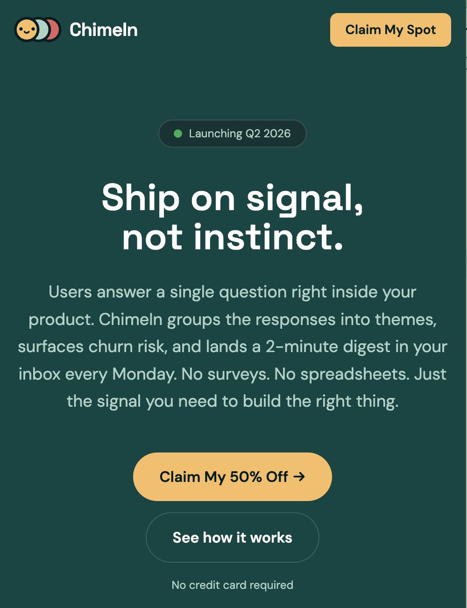 Day 7. back to building, with momentum

Today I'm back in the code. Rewriting the landing page copy to match the new product, the hero now reads "Ship on signal, not instinct" Hopefully I will get the landing page live later today.

#buildinpublic