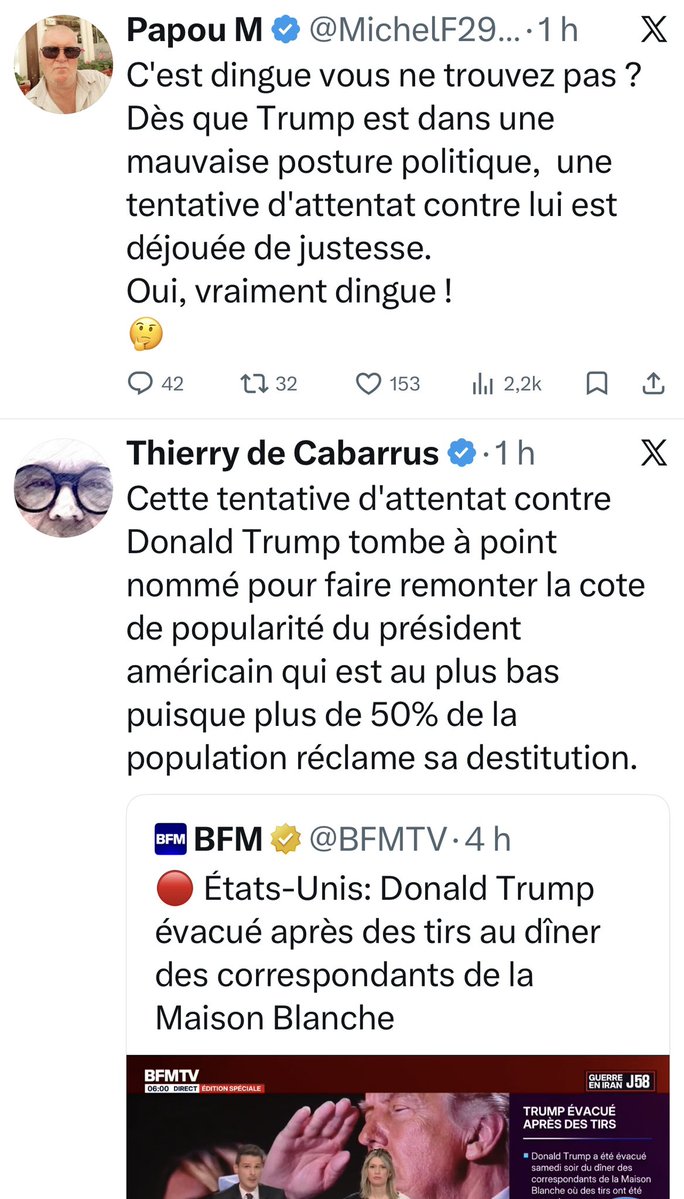 mimimatic's tweet image. @tcabarrus

Les #Macron -istes s’organisent en meute aussi ?

Même #X vous met côte à côte

Ou Schadenfreude décomplexée
ou complotisme sous couvert de pseudo questionnement
C’est moche …

Ça va relever la popularité de #Trump ??
Pas la vôtre, c’est sûr …