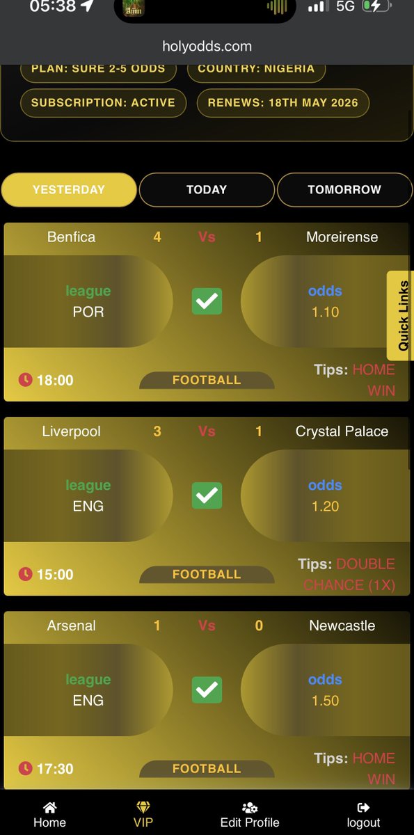 MASSIVE 7/7 WIN YESTERDAY💣🤯✅
MATCH DAY = PAY DAY✅✅✅
We ate  7/7 yesterday. Again today🔥  

Best Prediction Website👉  Holyodds.com
✅Front Page  
✅Banker  
✅OV0.5  
✅Double Chance  

Telegram : t.me/holyodds  

#SoccerTips #BettingTips #Holyodds