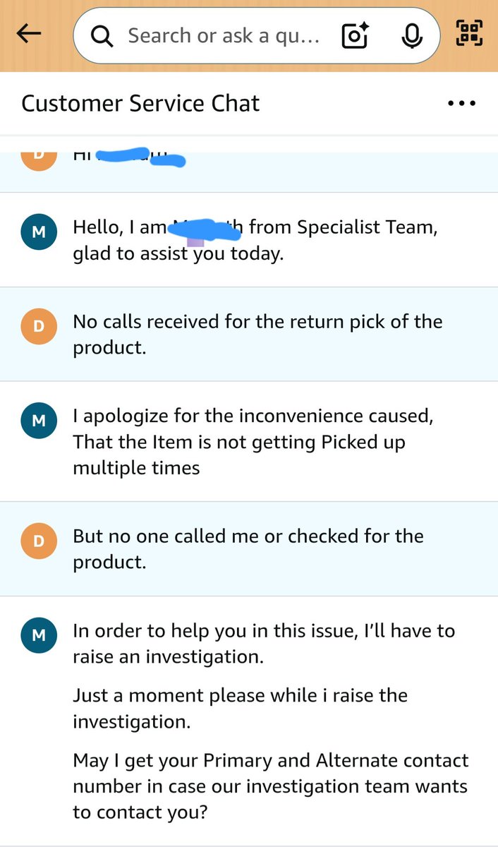Received a damaged product from  and raised a return requested same day. Now support claims pickup failed due to“label damage”even though no pickup agent called or visited. Unfair handling by Amazon &amp; seller. Need immediate resolution.  <a href="/amazonIN/">Amazon India</a> <a href="/AmazonHelpDesks/">Amazon Helper</a> <a href="/jagograhakjago/">Consumer Affairs</a>