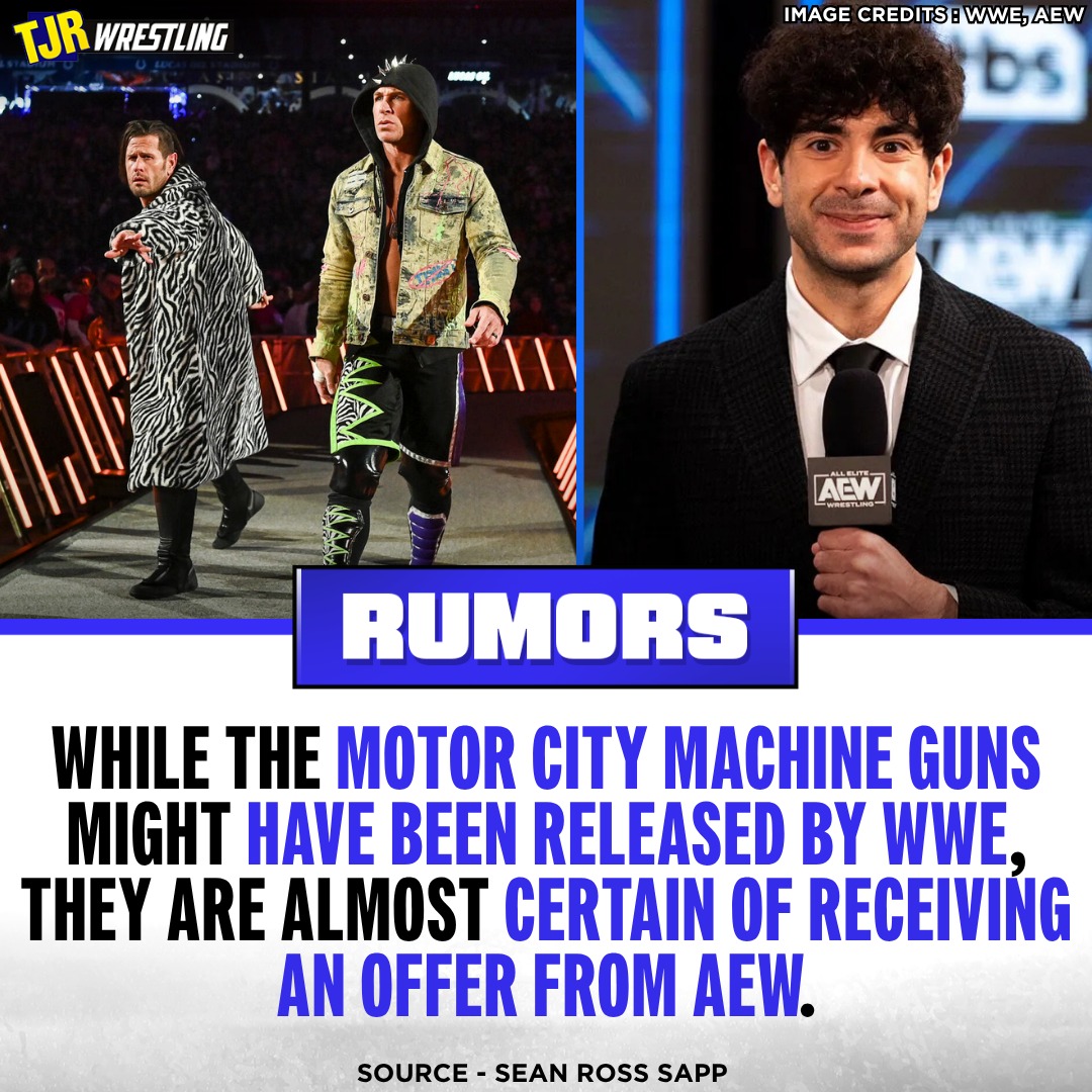 TJRWrestling's tweet image. AEW would be adding top-tier talent if true! 🔥

#WWE #AEW #TonyKhan #MotorCityMachineGuns