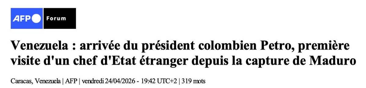 Pour l'AFP (agence pourtant française), le président Maduro n'a pas été enlevé et il n'est pas séquestré. Il a été "capturé"... Quelle ambassade dit merci ?