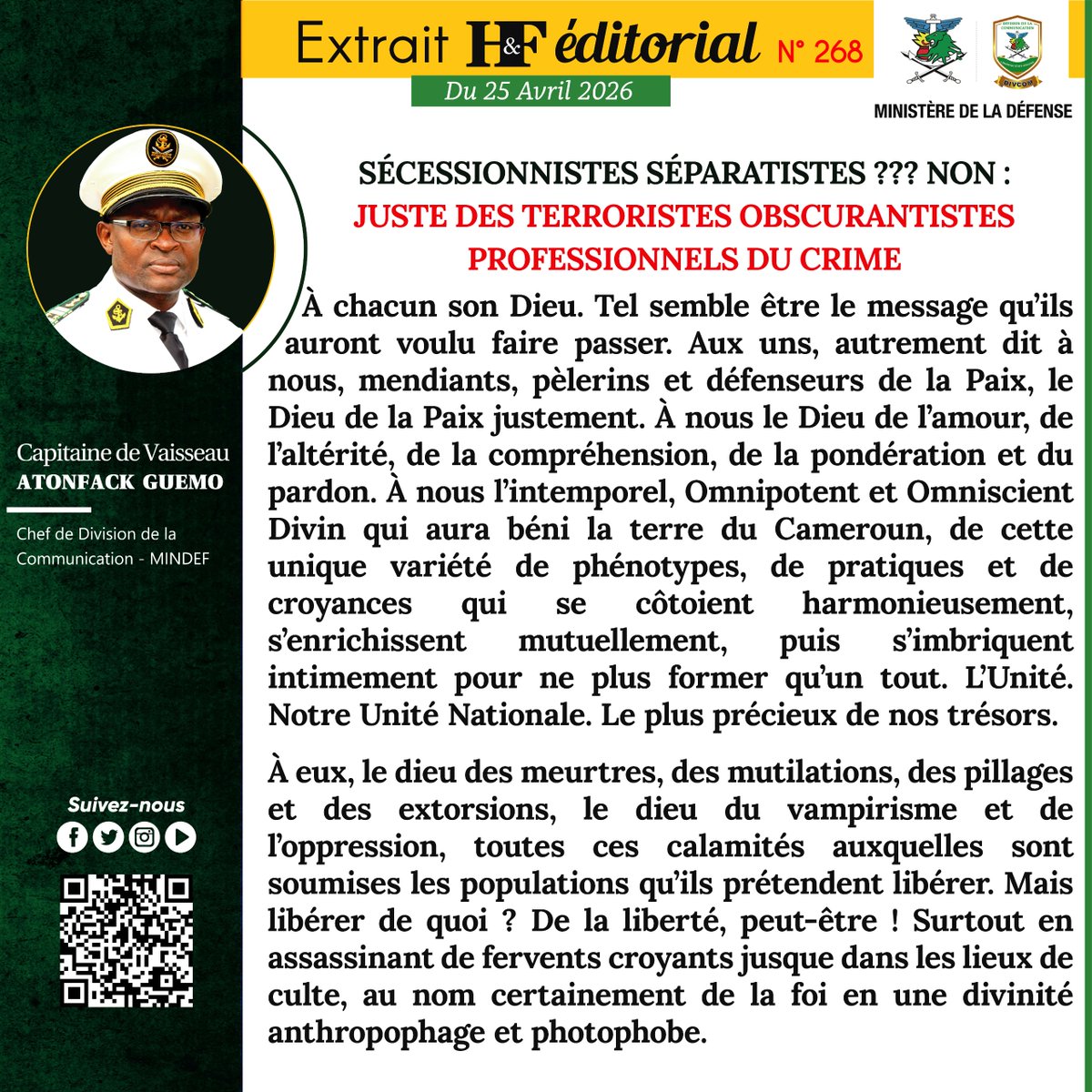 Ministère de la Défense du Cameroun tweet media